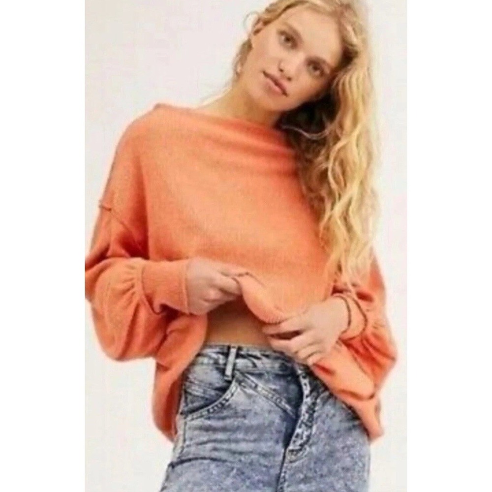 We The Free Women's Main Squeeze Hacci Top in Salmon Size XS Oversized